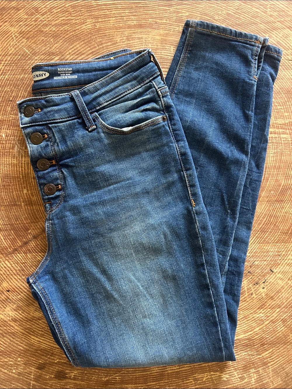 Old Navy High-Rise Skinny Jeans Button Fly - Medium Blue Wash Size 6